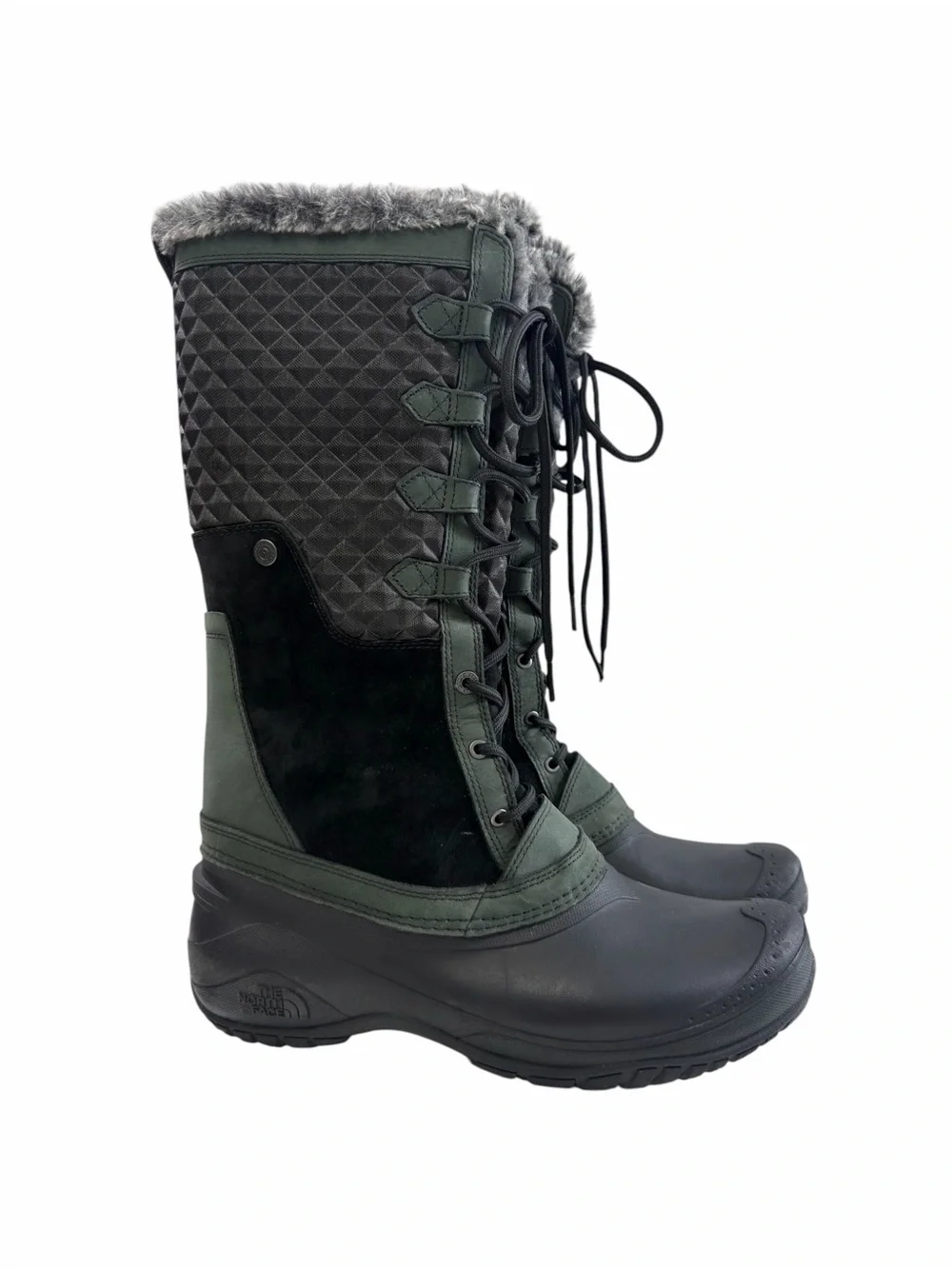 The North Face Shellista III Tall Winter Boots Black Dark Green Size 10.5